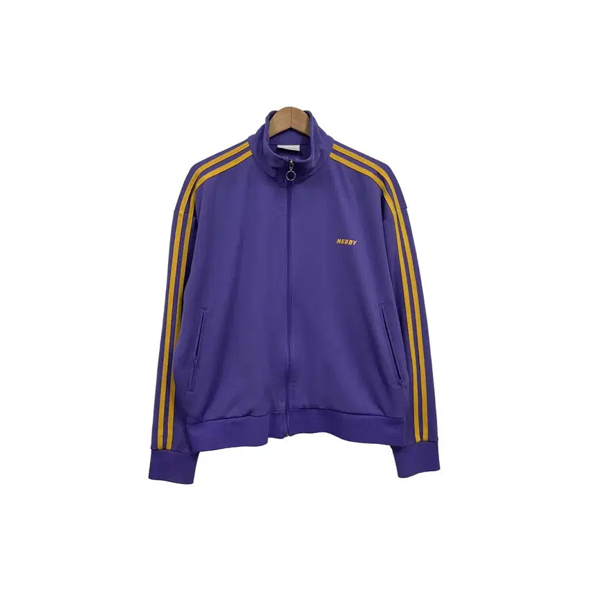 [BUNJANG] Nerdy NY Oversized Purple Track Zip-up Jersey / [95] 널디 엔와이 오버핏 퍼플 트랙 집업 져지
