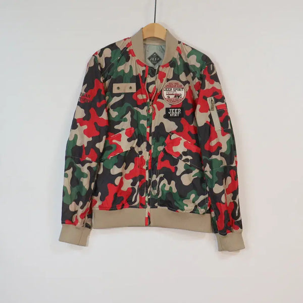 [BUNJANG] JEEP Spirit Camo MA-1 Military Patch Bomber Jacket (Size S) / JEEP 카모 MA-1 항공점퍼 밀리터리 와펜 점퍼 S(90)