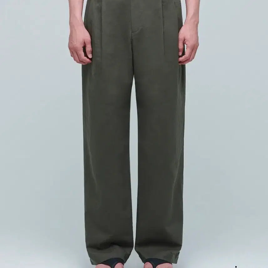 [BUNJANG] Musinsa Standard Cotton Linen Blend Two-Tuck Wide Pants Khaki / (사이즈표O) 무탠다드 코튼 린넨 블렌드 팬츠 33