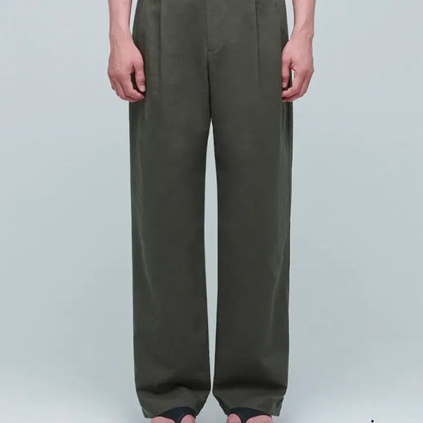 [BUNJANG] Musinsa Standard Cotton Linen Blend Two-Tuck Wide Pants Khaki / (사이즈표O) 무탠다드 코튼 린넨 블렌드 팬츠 33