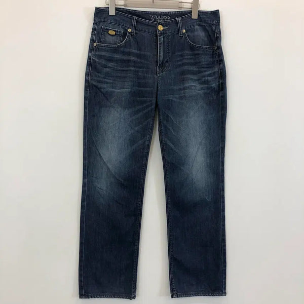 [BUNJANG] Guess Premium Gold Steel Logo Straight Jeans / 게스 프리미엄 금장 스틸로고 청바지 31 인치