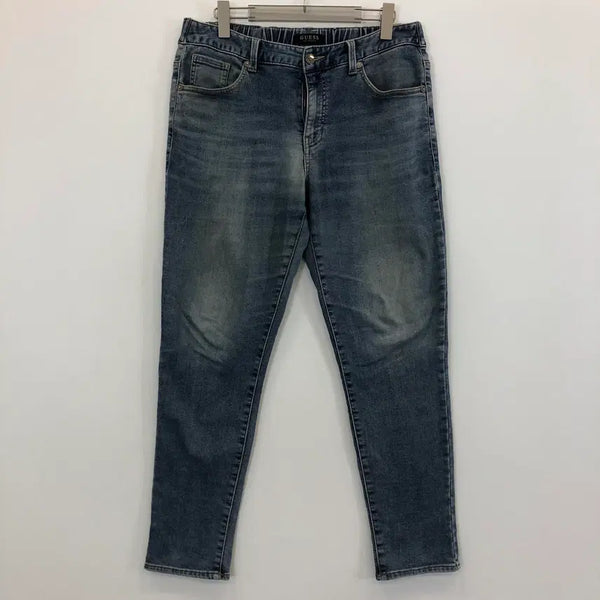 [BUNJANG] Guess Leather Patch Steel Logo Banding Denim Jeans Size 31-32 / 게스 레더패치 스틸로고 밴딩데님진 31-32