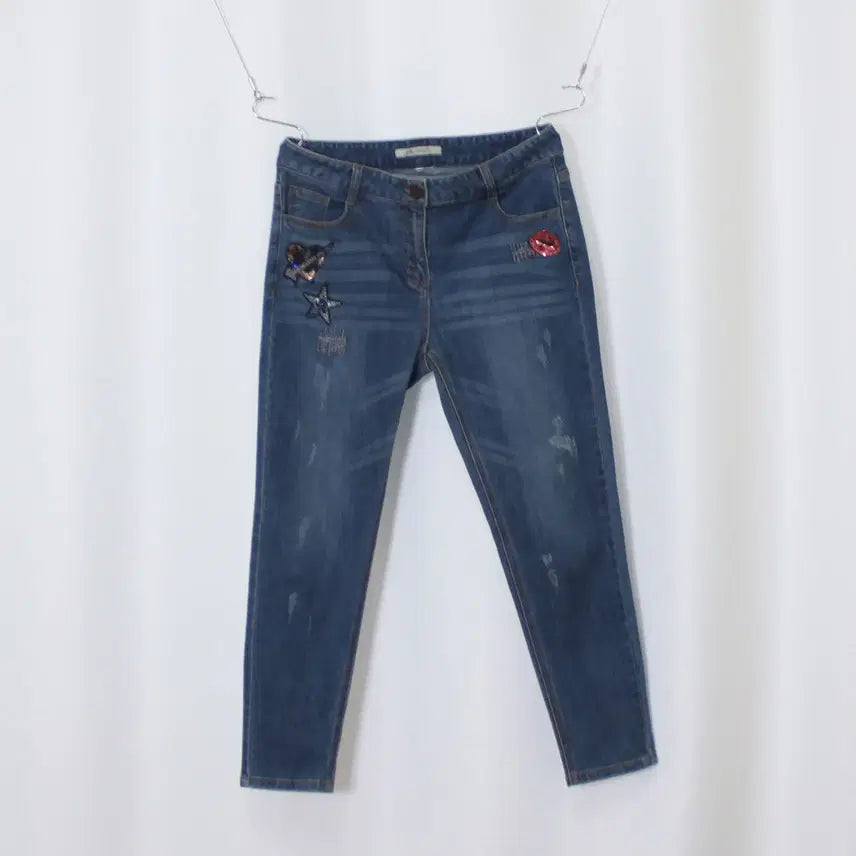 [BUNJANG] M-Sense Sequin Embroidered Straight Fit Jeans (Size 30) / 미센스 스팽글 자수 일자핏 청바지 30 다정샵