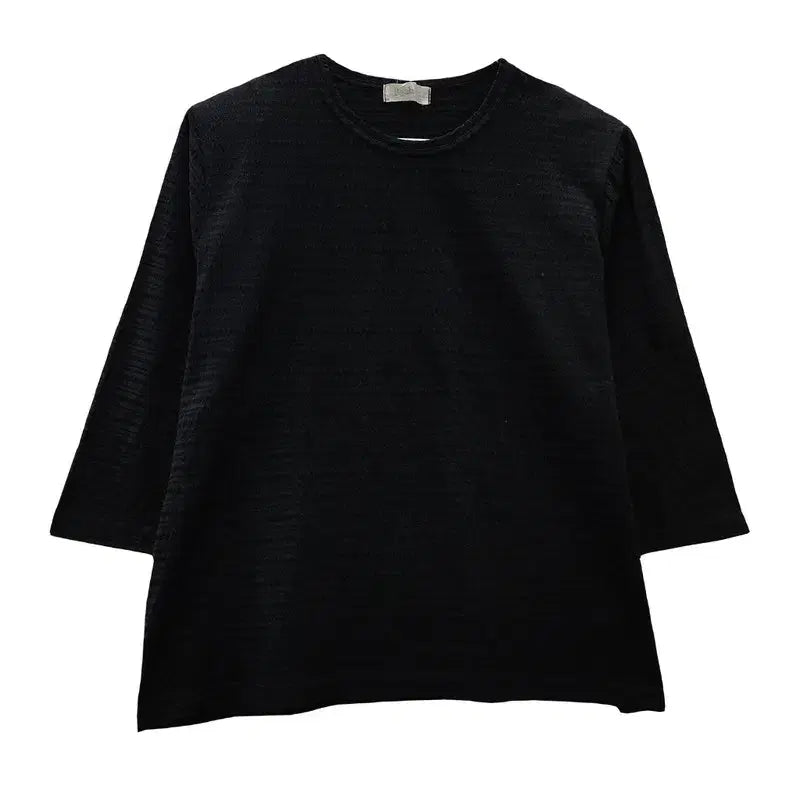 [BUNJANG] Seersucker Shadow Stripe Black Long Sleeve Tee LL / 시어서커 쉐도우 스트라이프 블랙 긴팔 티 LL MADE IN JAPAN