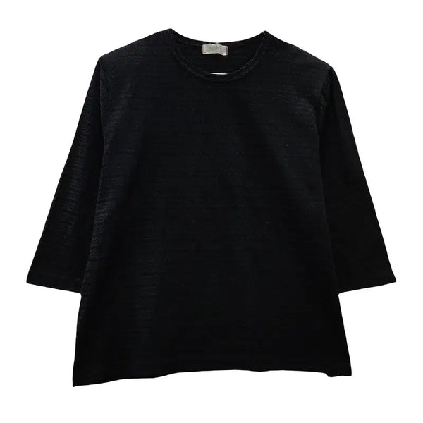 [BUNJANG] Seersucker Shadow Stripe Black Long Sleeve Tee LL / 시어서커 쉐도우 스트라이프 블랙 긴팔 티 LL MADE IN JAPAN
