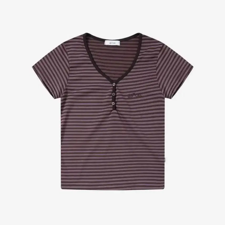 [BUNJANG] Azure On Candy Stripe Tee Purple / 애즈온 캔디 스트라이프 티 퍼플