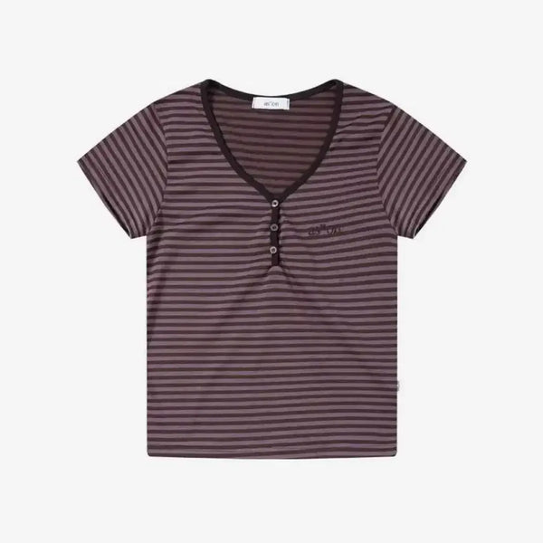 [BUNJANG] Azure On Candy Stripe Tee Purple / 애즈온 캔디 스트라이프 티 퍼플