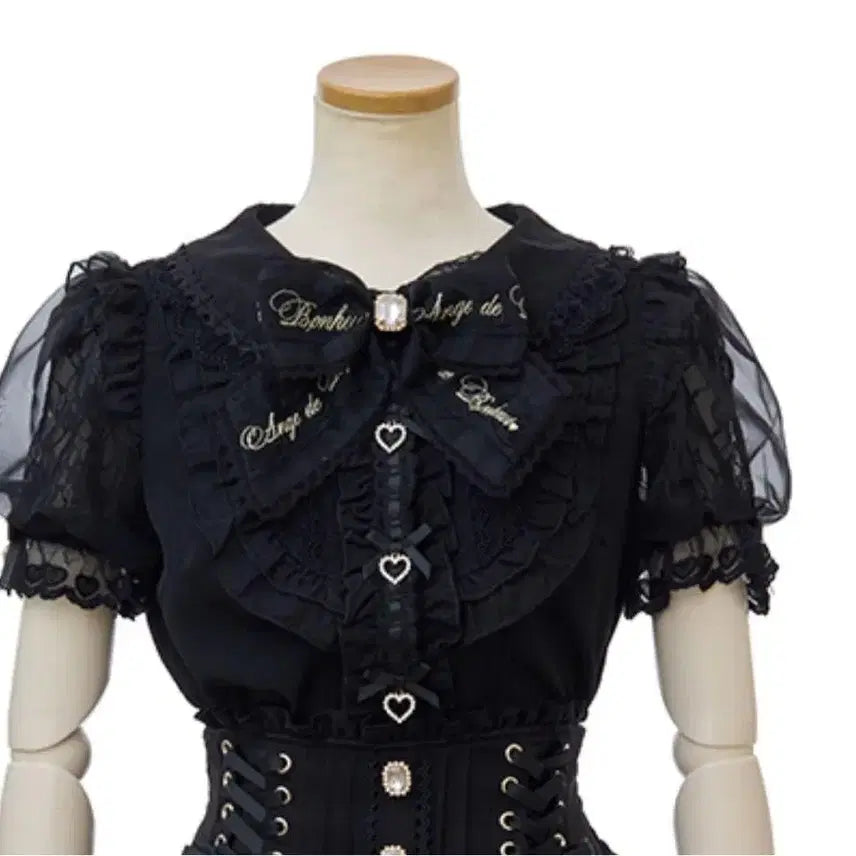 [BUNJANG] Liz Lisa Ribbon Lace Collar Short Sleeve Blouse & Two-Tier Ribbon Belt Skirt Set / 리즈리사 리본 레이스 카라 반팔 블라우스 리본 벨트 2연 스커트 셋업