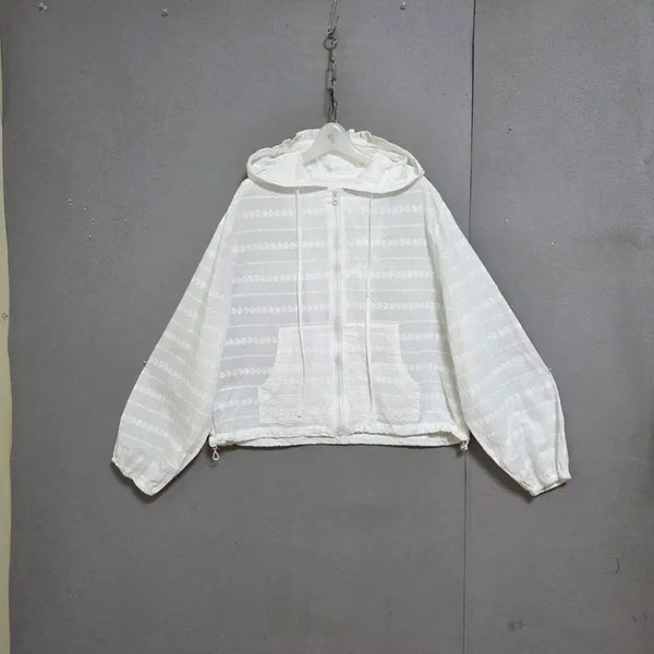 [BUNJANG] Heart Pattern Cotton Hooded Summer Jumper FF / 하트무늬 면후드 썸머 점퍼 FF  n7715