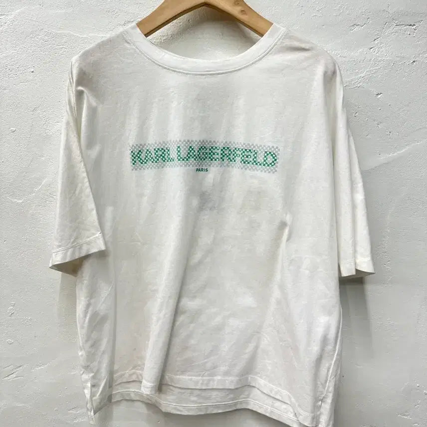 [BUNJANG] Karl Lagerfeld Women's White T-Shirt / 칼라거펠트 여 티셔츠 화이트/루즈핏/반팔 55