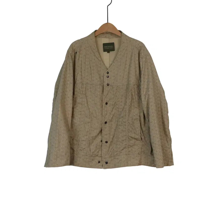 [BUNJANG] Qlad Museum Geometric Pattern V-Neck Jacket Beige L / Qlad museum 패턴 브이넥 자켓 베이지 L