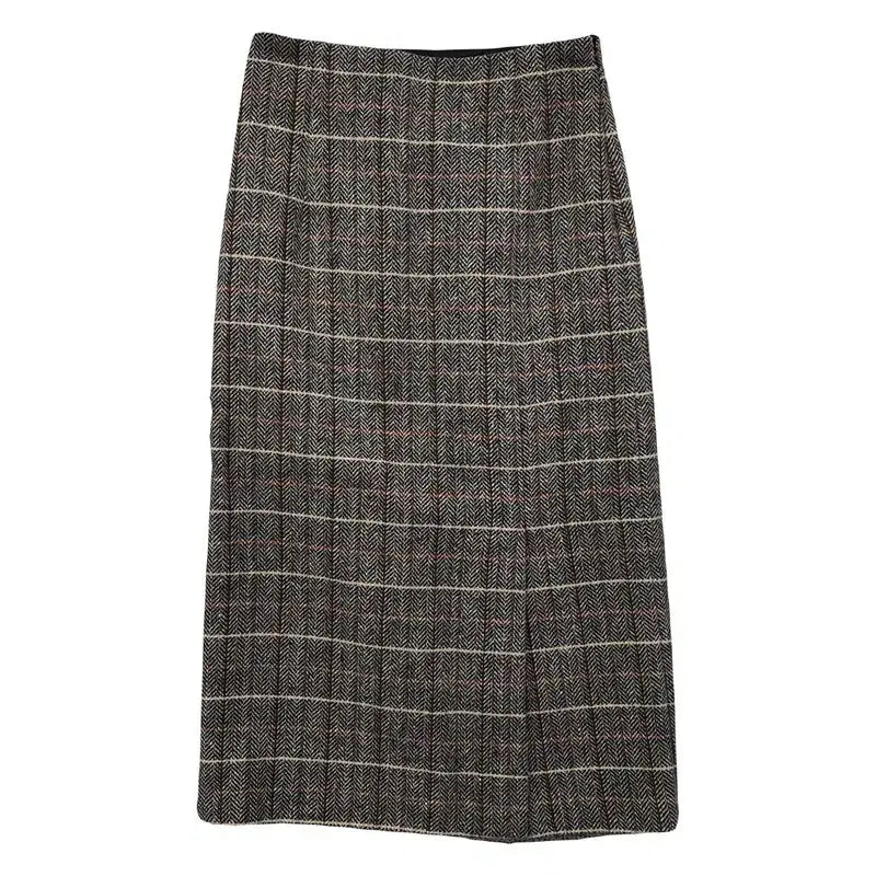 [BUNJANG] Nine Check Grey Skirt / 나인 체크 그레이 스커트 S(64-91-160)
