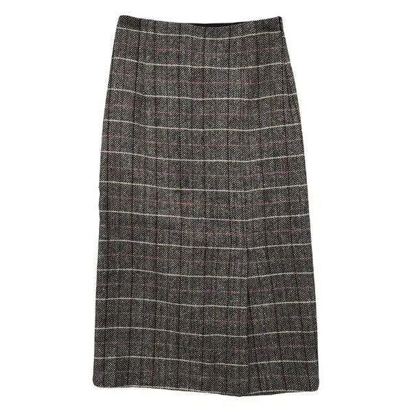 [BUNJANG] Nine Check Grey Skirt / 나인 체크 그레이 스커트 S(64-91-160)