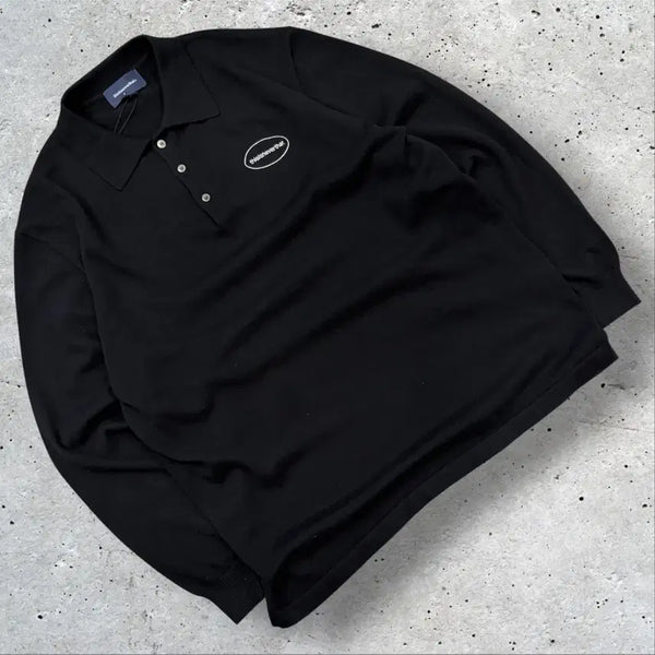[BUNJANG] thisisneverthat Long Sleeve Knit Polo Black M / [M] 디스이즈네버댓 긴팔 니트 폴로 블랙 E486