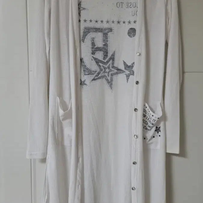 [BUNJANG] EGOIST White Cardigan with Star Pattern - Size 55 / 에고이스트 가디건55
