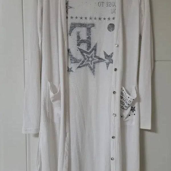 [BUNJANG] EGOIST White Cardigan with Star Pattern - Size 55 / 에고이스트 가디건55