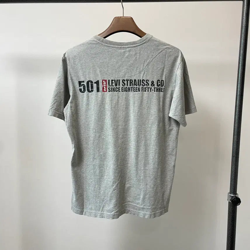 [BUNJANG] Levi's 501 Grey Short Sleeve Polo T-Shirt (L) / (L) Levis 리바이스 501 그레이 반팔 카라티