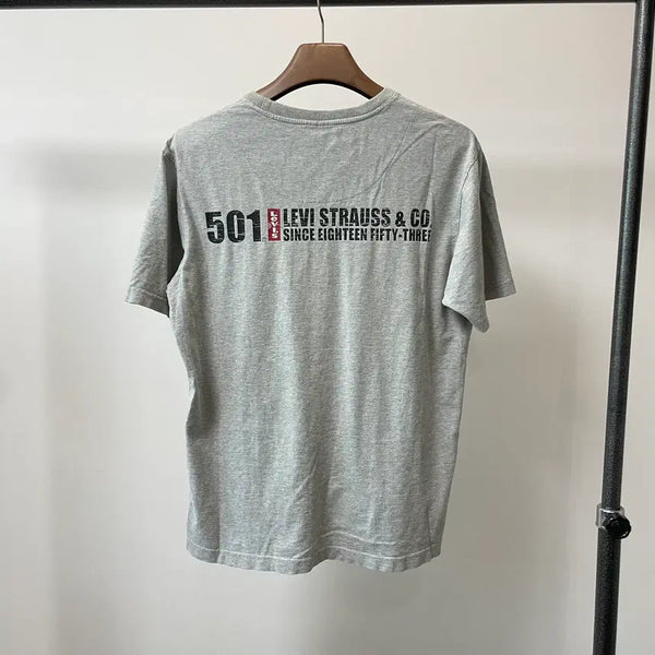 [BUNJANG] Levi's 501 Grey Short Sleeve Polo T-Shirt (L) / (L) Levis 리바이스 501 그레이 반팔 카라티