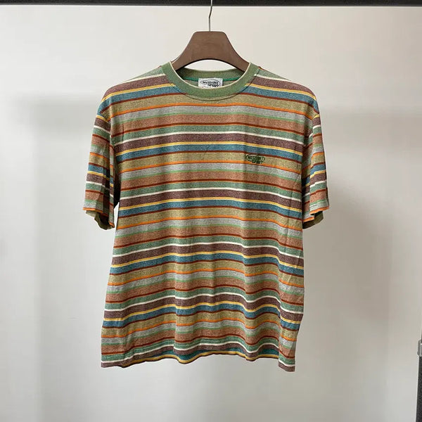 [BUNJANG] M Missoni Multi Stripe Jacquard Cotton Short Sleeve T-Shirt / (M) 미쏘니 스포츠 멀티 스트라이프 패턴 자가드 코튼 반팔 티셔츠