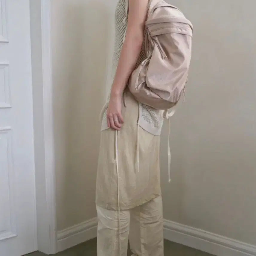 [BUNJANG] AOURO Velvet Backpack Pale Pink / 아우로 OURO 벨벳 백팩