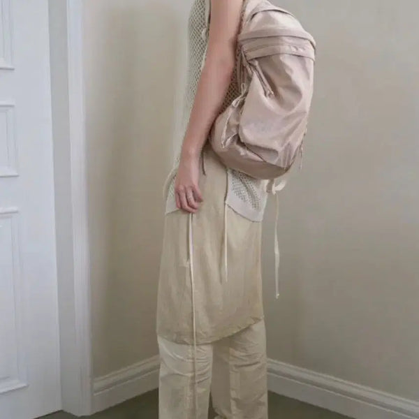 [BUNJANG] AOURO Velvet Backpack Pale Pink / 아우로 OURO 벨벳 백팩