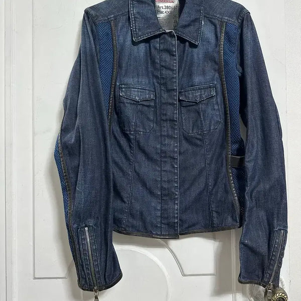 [BUNJANG] Prada Archive Denim Leather Mesh Jacket / 프라다 아카이브 데님 레더 매쉬 자켓