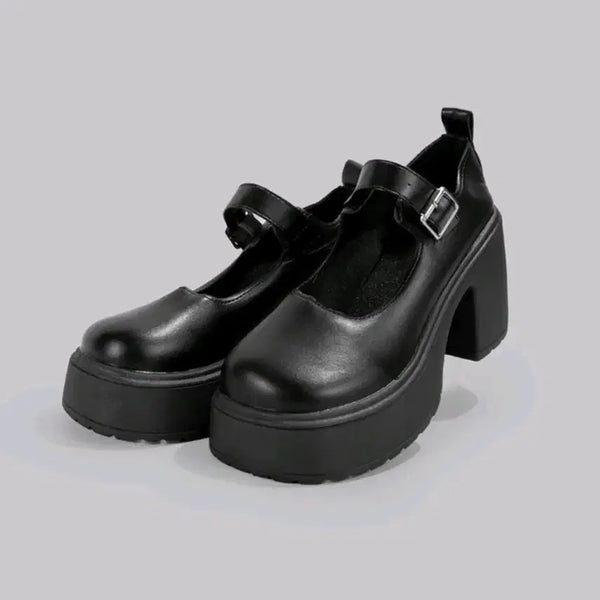 [BUNJANG] Black Platform Mary Jane Heels / 블랙 통굽 메리제인 힐