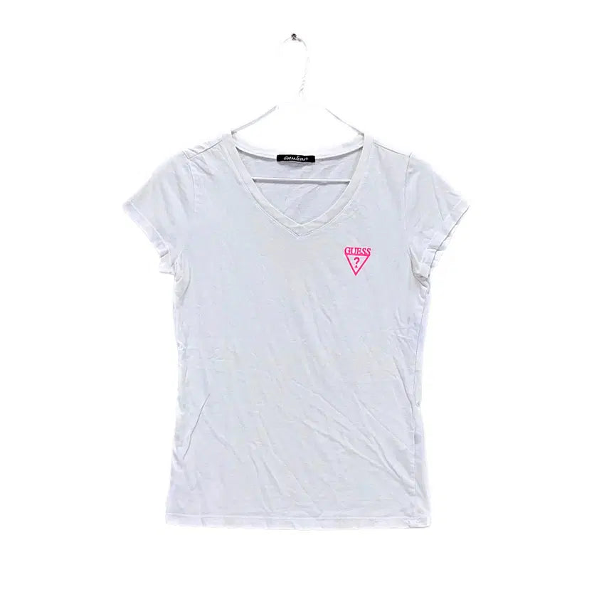[BUNJANG] Guess Women's White Cotton Half-Sleeve T-Shirt / 게스 여성 꾸안꾸 반팔티 80 화이트 01053