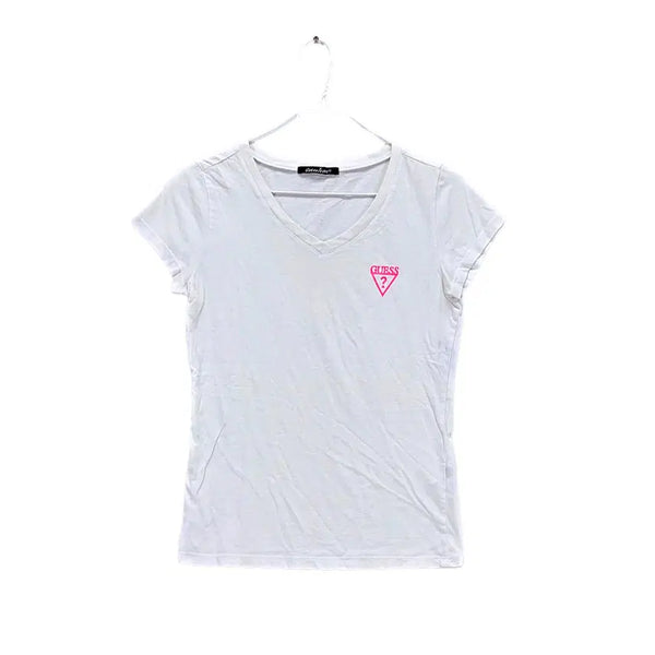 [BUNJANG] Guess Women's White Cotton Half-Sleeve T-Shirt / 게스 여성 꾸안꾸 반팔티 80 화이트 01053
