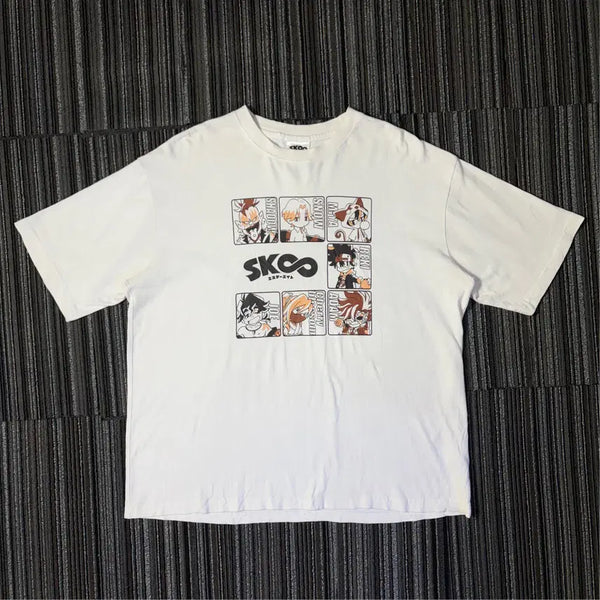 [BUNJANG] SK8 Character Printing White Short Sleeve T-Shirt / 에스케이 에이트 캐릭터 프린팅 화이트 반팔 티셔츠