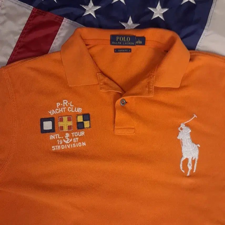 [BUNJANG] Polo Ralph Lauren Yacht Club Big Pony Chief Keeper Polo Shirt Orange / 오리지날 폴로랄프로렌 요트클럽 빅포니 치프키프 카라티 오렌지