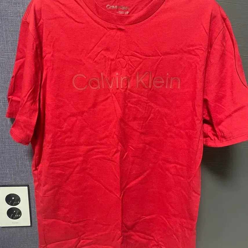 [BUNJANG] Calvin Klein Red Logo Short Sleeve T-Shirt S / 캘빈클라인 레드 로고 반팔 티셔츠 s 새상품