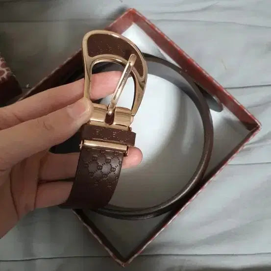 [BUNJANG] Jeju Horse Leather Women's Belt with Gold Buckle / 제주 말가죽 벨트
