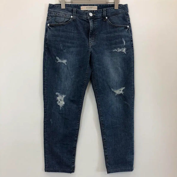 [BUNJANG] Guess White Steel Logo 9/10 Length Denim Jeans / 게스 화이트스틸로고 9부 데님진 30-31