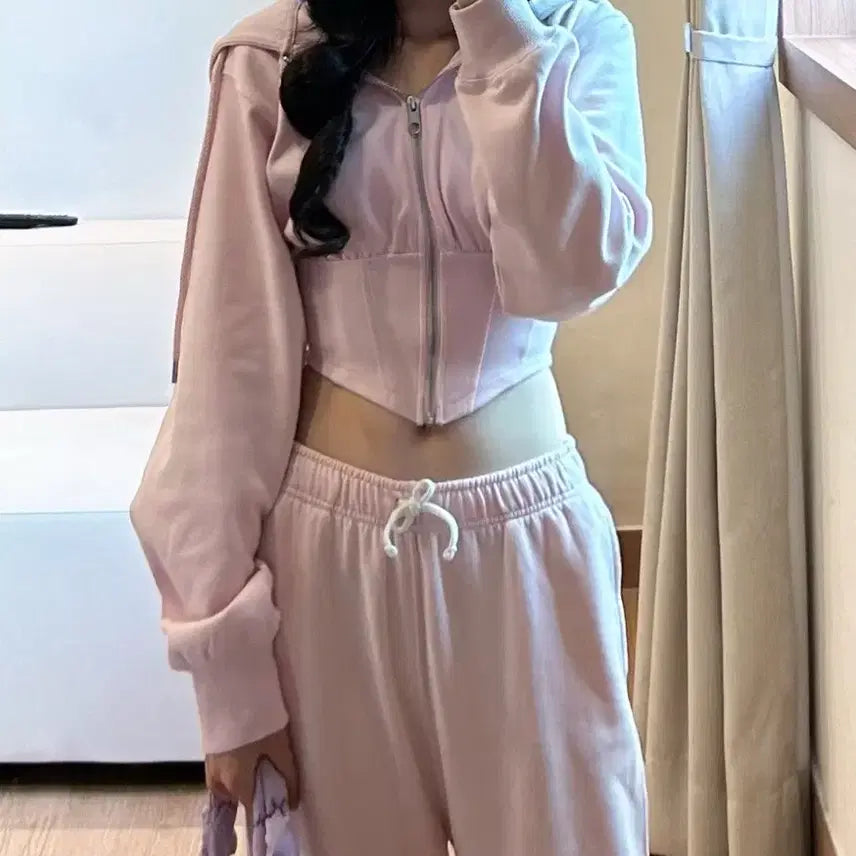 [BUNJANG] H&M Pink Zip-Up Hoodie / 흐앤므 H&M 핑크 후드집업 자라 브렌디멜빌 빈티지 후드티 딱붙