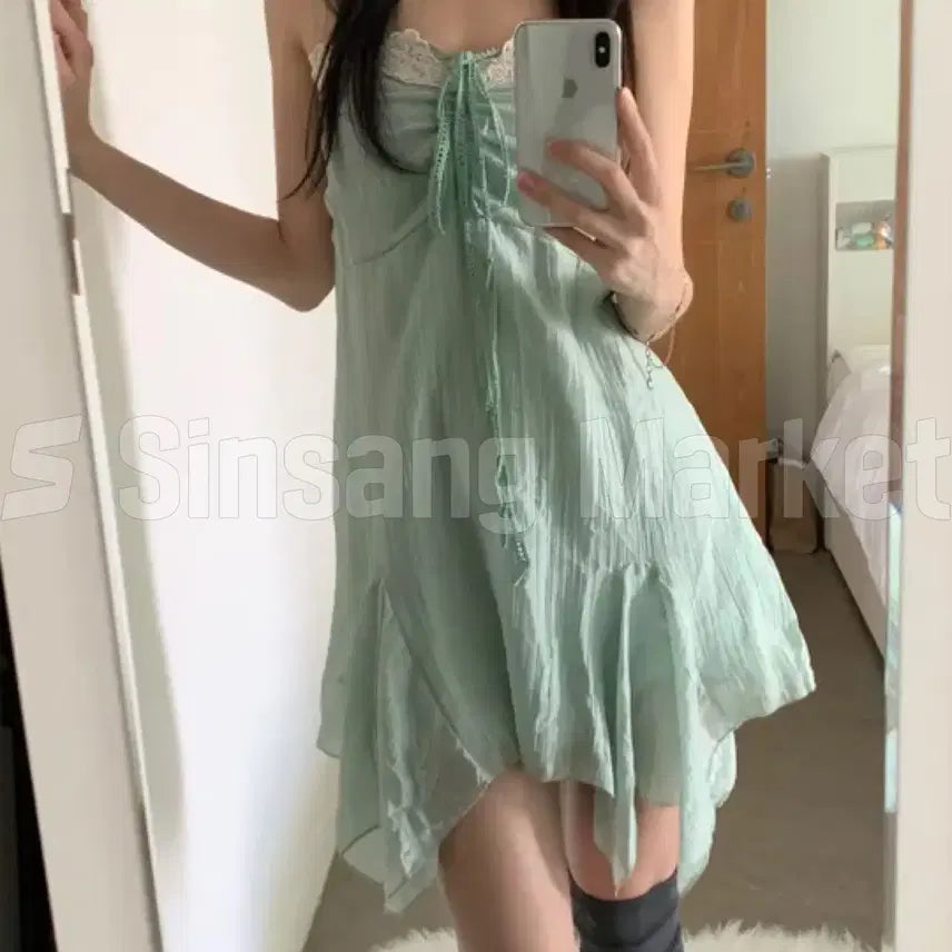 [BUNJANG] Antique Wood Bead Lace Cami Dress Bohemian Style / [빠른발송] 거래처사진 모리걸st 앤틱우드 비즈 레이스 나시 원피스 보헤
