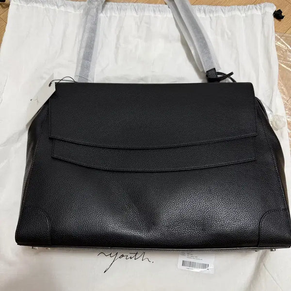 [BUNJANG] YOOX Double Flap Top Handle Bag Black / 유스 더블 플랩 탑 핸들 백 블랙
