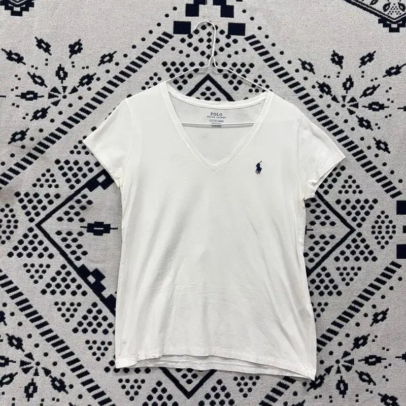 [BUNJANG] Polo Ralph Lauren V-Neck White Short Sleeve T-Shirt S / 폴로 랄프로렌 브이넥 화이트 반팔티 S P00394