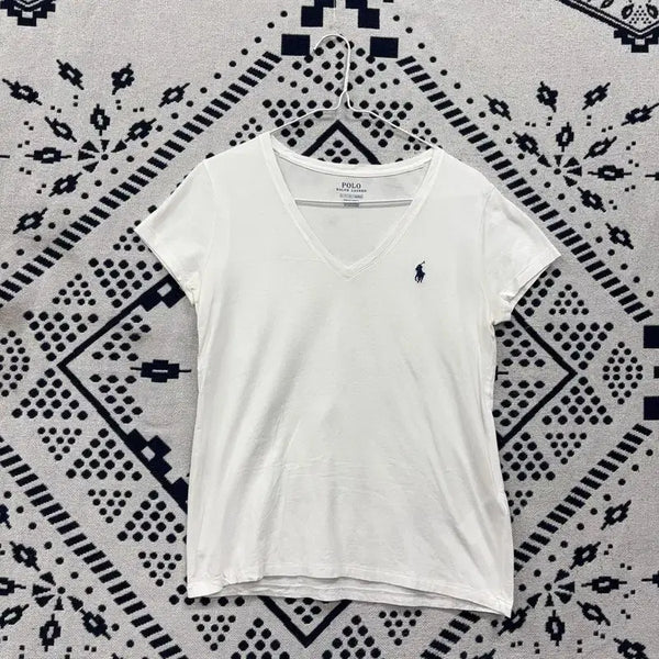 [BUNJANG] Polo Ralph Lauren V-Neck White Short Sleeve T-Shirt S / 폴로 랄프로렌 브이넥 화이트 반팔티 S P00394