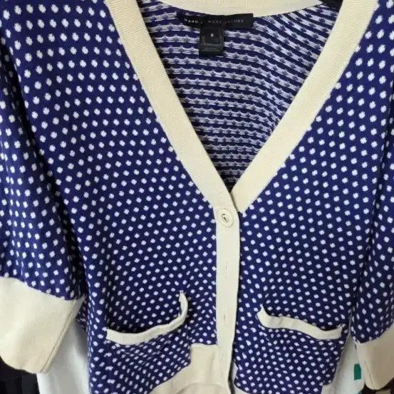 [BUNJANG] Marc Jacobs Short Sleeve Knit Navy White Dot Beige / 마크제이콥스 반팔 니트