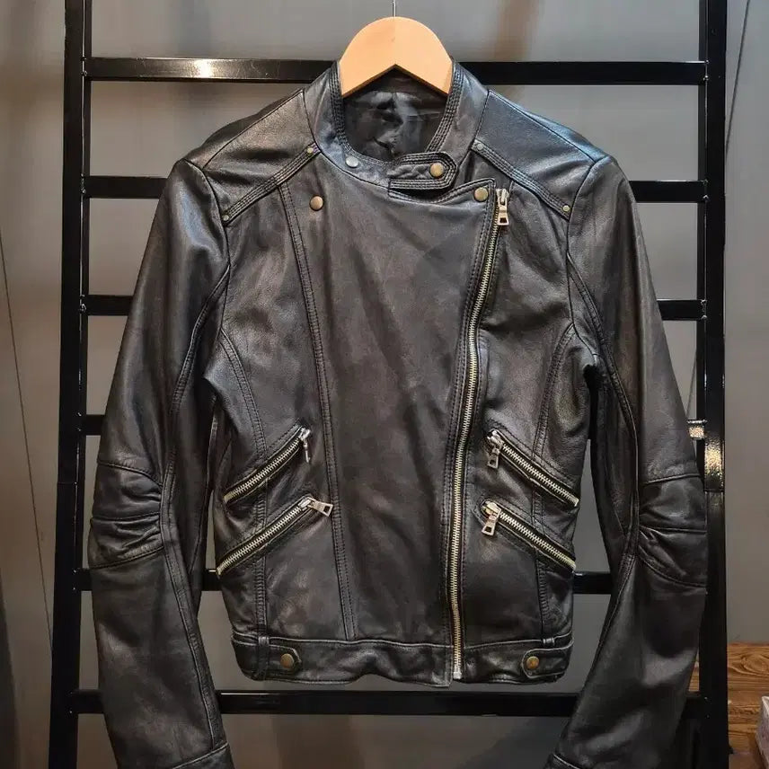 [BUNJANG] Vintage Black Lambskin Rider Jacket Women's Size S / S) 빈티지 블랙 양가죽 라이더 재킷 여성용 6.5