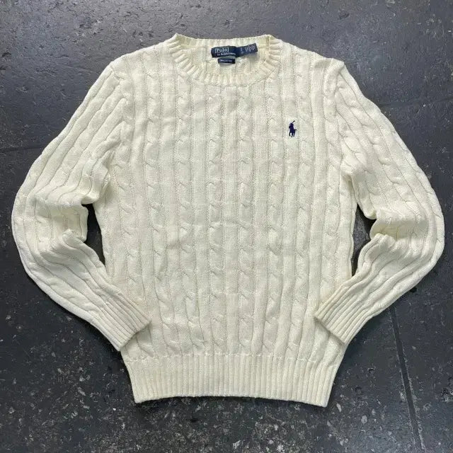 [BUNJANG] Polo Ralph Lauren Pima Cotton Cable Knit Sweater / 90 폴로 랄프로렌 피마코튼 꽈배기 니트