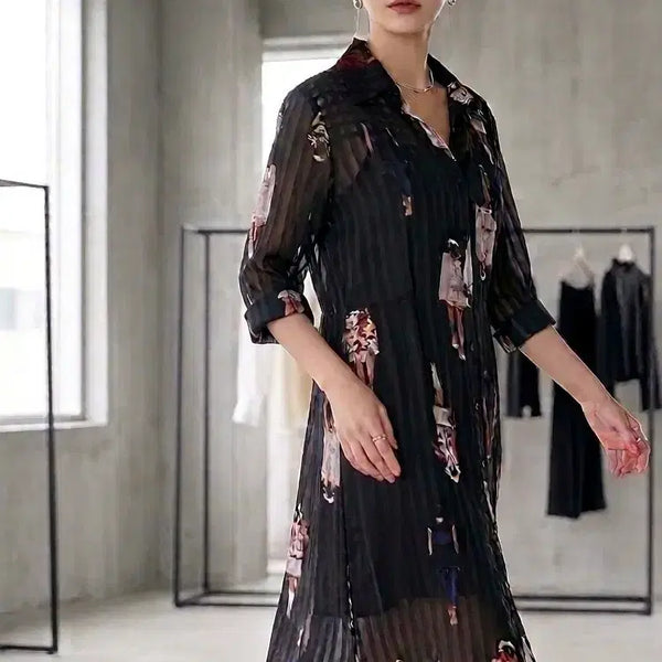 [BUNJANG] DINT Chiffon Long Shirt Outer & Illustration Dress / 딘트 DINT 쉬폰 롱셔츠아우터& 일러스트 원피스