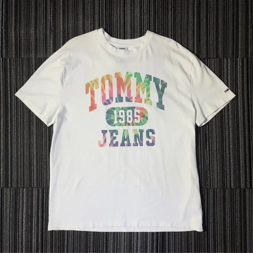 [BUNJANG] Tommy Jeans Tie-Dye Logo White Short Sleeve T-Shirt / 타미진스 타이다이 로고 화이트 반팔 티셔츠