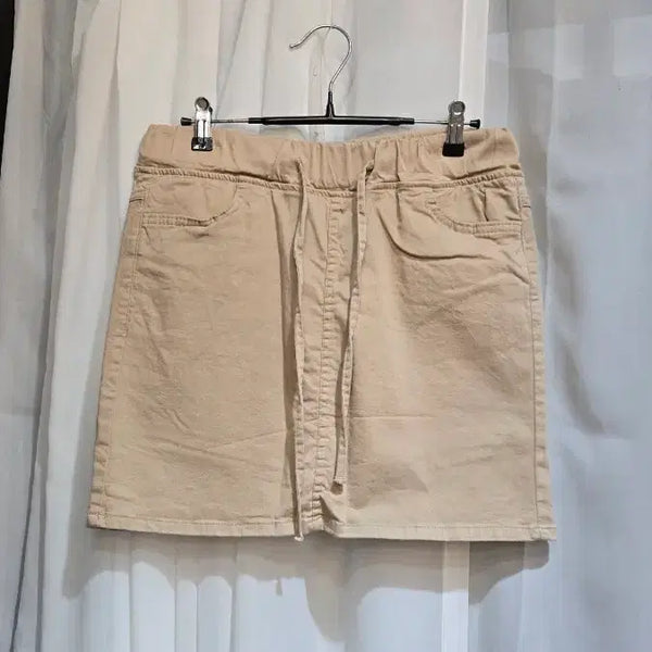 [BUNJANG] Women's L-Size Spandex Mini Skirt with Built-in Shorts - Beige / L싸이즈 속바지 스판 베이지 스커트