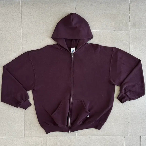[BUNJANG] 00s Russell Athletic Burgundy Hoodie Zip-Up L / 00s 빈티지 러셀 후드집업 버건디 L