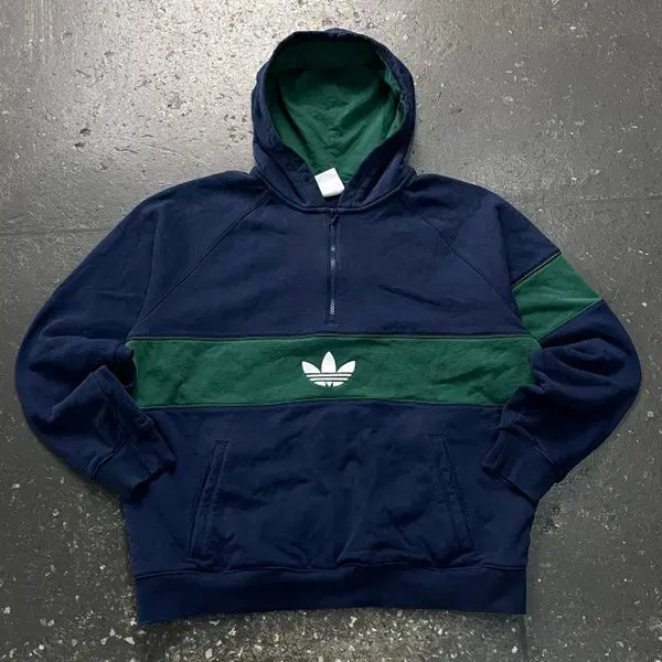 [BUNJANG] Adidas Trefoil Half-Zip Hoodie / 105 아디다스 트레포일 반집업 후드티