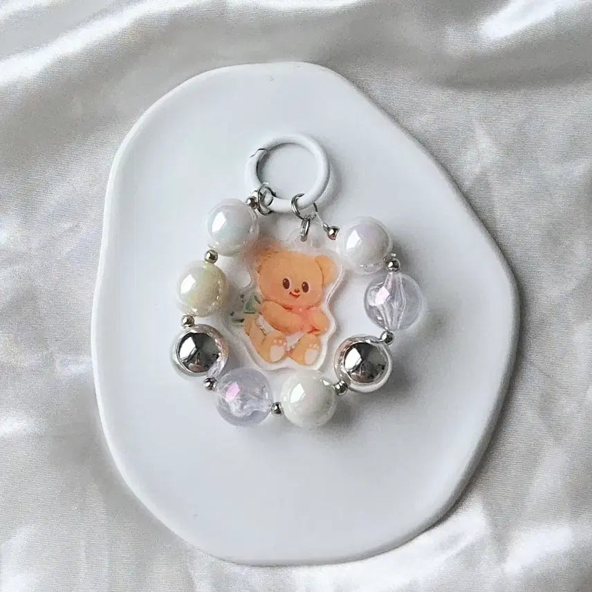 [BUNJANG] Bear Charm Beaded Keychain / 곰돌이 비즈 키링