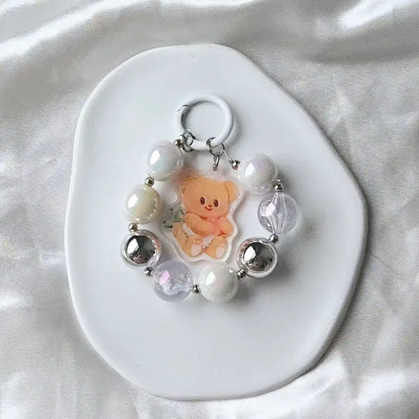 [BUNJANG] Bear Charm Beaded Keychain / 곰돌이 비즈 키링