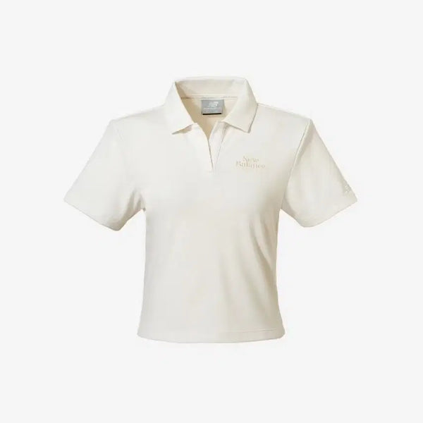 [BUNJANG] New Balance Semi Crop Collar Short Sleeve T-Shirt Cream / 뉴발란스 세미 크롭 카라 반팔 티 크림